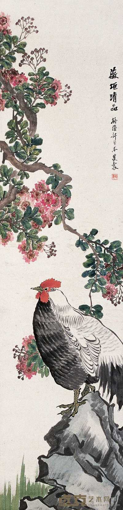 夏芰裳 花卉 立轴 127×32cm